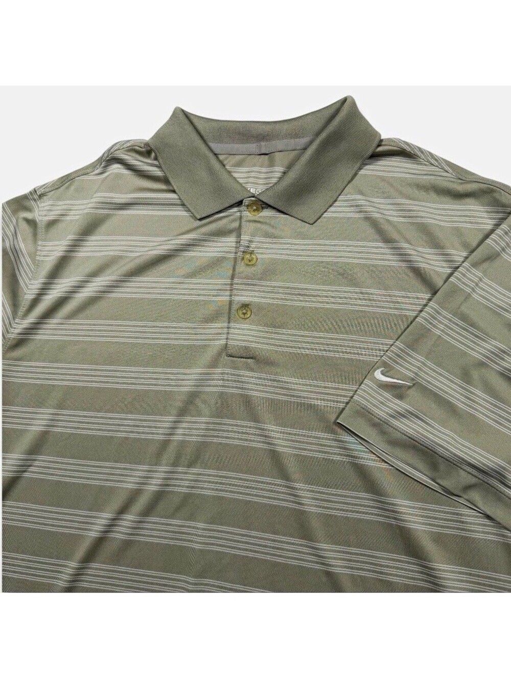 Nike Golf Tour Performance Men's XL Gray Striped Dri-Fit Short Sleeve Polo